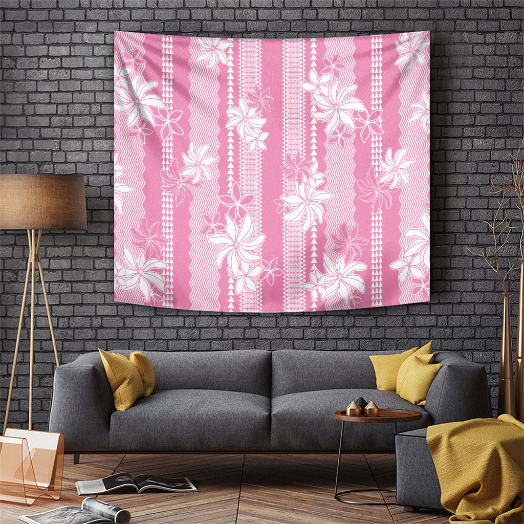 Hawaii Kakau Tribal Tapestry With Pink Tiare LT05 Pink - Polynesian Pride