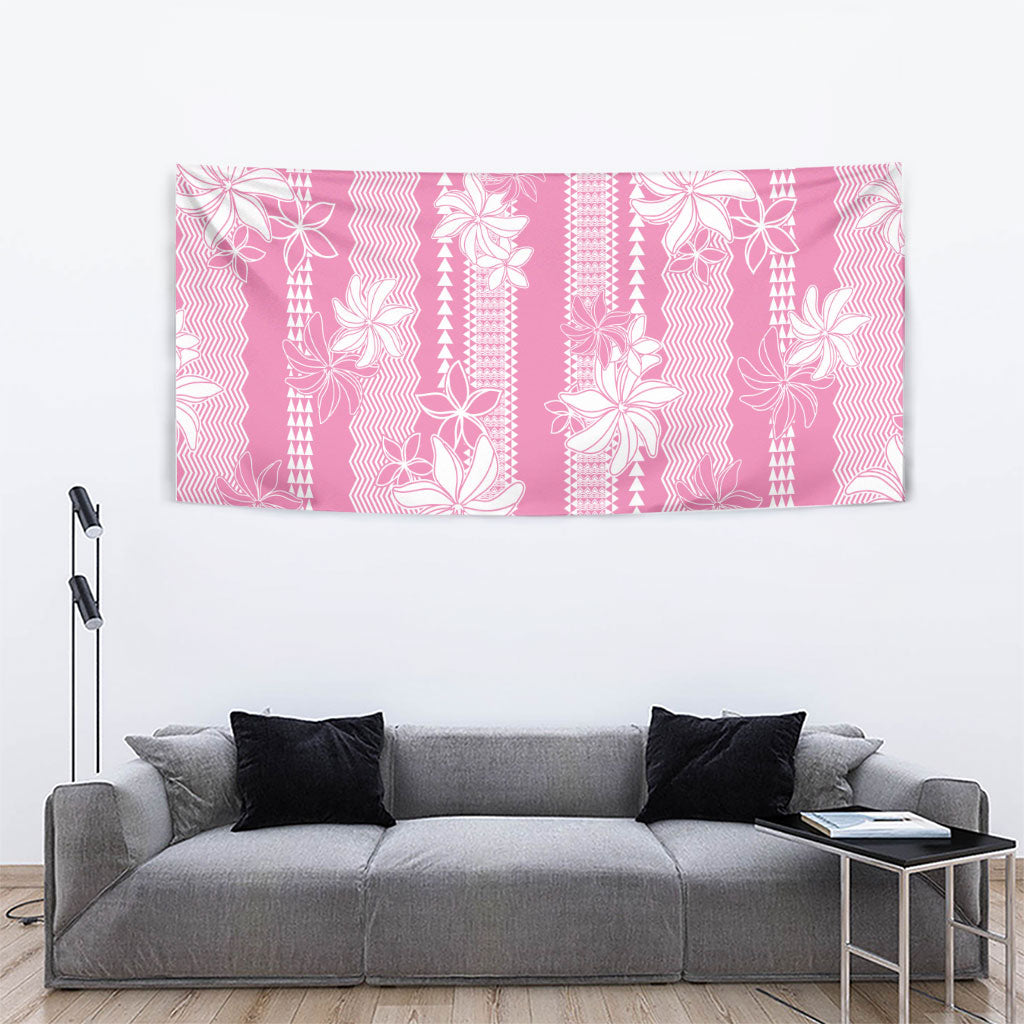 Hawaii Kakau Tribal Tapestry With Pink Tiare LT05 - Polynesian Pride