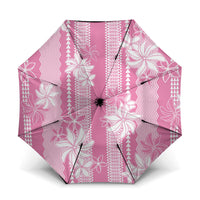 Hawaii Kakau Tribal Umbrella With Pink Tiare LT05 One Size Folded 11.42 inch Opened Diameter 37.4 inch Pink - Polynesian Pride