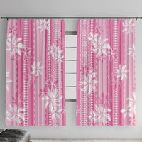 Hawaii Kakau Tribal Window Curtain With Pink Tiare LT05 With Hooks Pink - Polynesian Pride