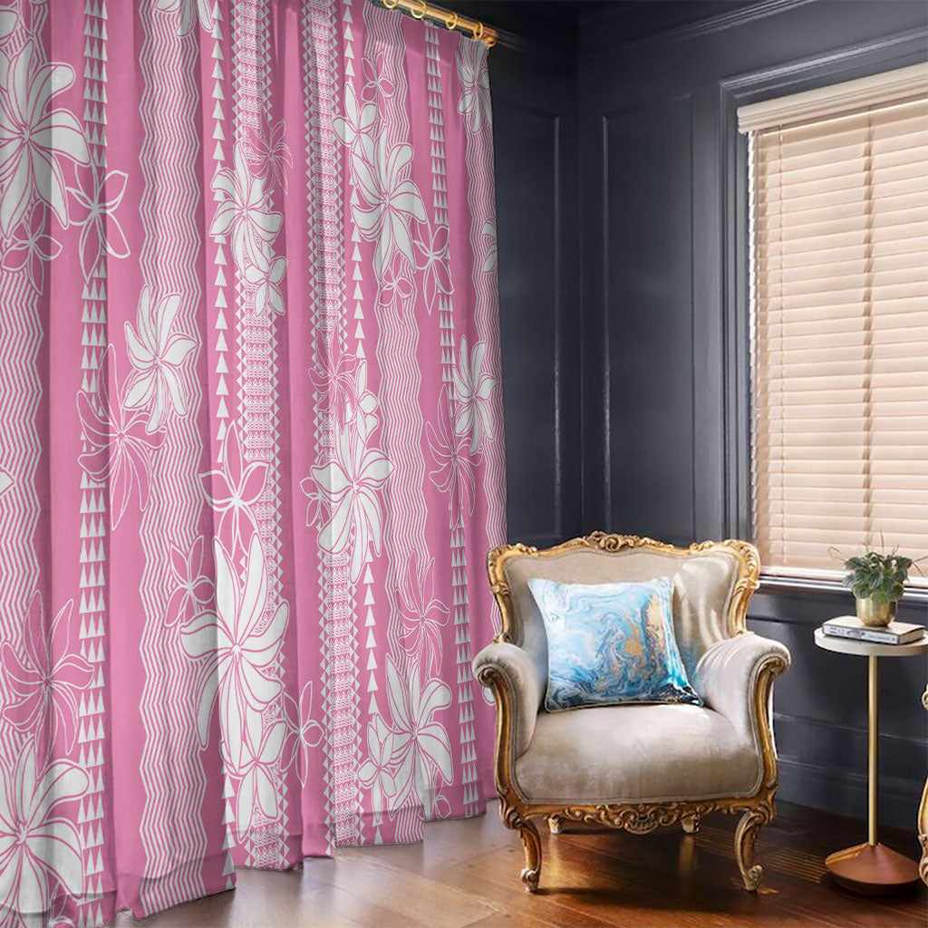 Hawaii Kakau Tribal Window Curtain With Pink Tiare LT05 - Polynesian Pride