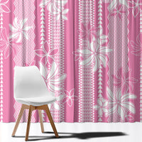 Hawaii Kakau Tribal Window Curtain With Pink Tiare LT05 - Polynesian Pride