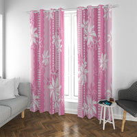 Hawaii Kakau Tribal Window Curtain With Pink Tiare LT05 With Grommets Pink - Polynesian Pride