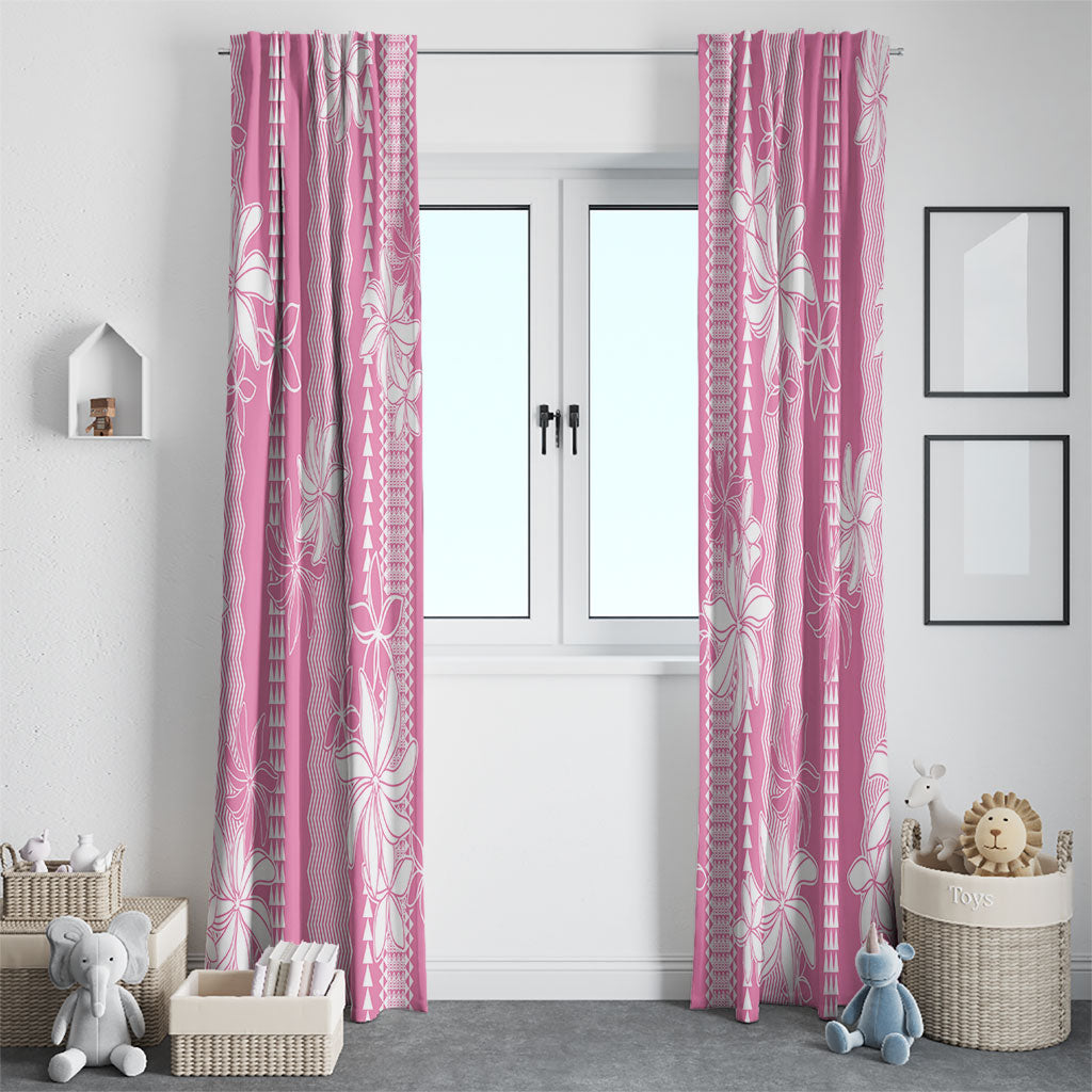 Hawaii Kakau Tribal Window Curtain With Pink Tiare LT05 - Polynesian Pride
