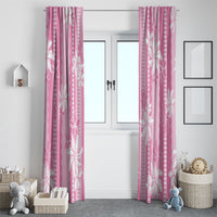 Hawaii Kakau Tribal Window Curtain With Pink Tiare LT05 - Polynesian Pride