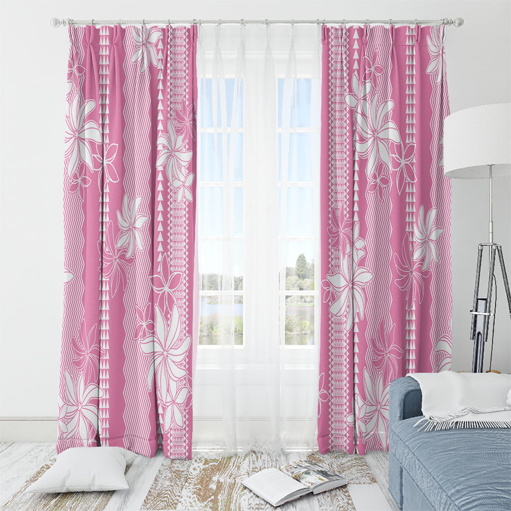 Hawaii Kakau Tribal Window Curtain With Pink Tiare LT05 - Polynesian Pride