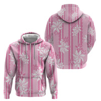 Hawaii Kakau Tribal Zip Hoodie With Pink Tiare LT05 - Polynesian Pride