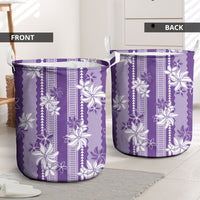 Hawaii Kakau Tribal Laundry Basket With Purple Tiare LT05 - Polynesian Pride