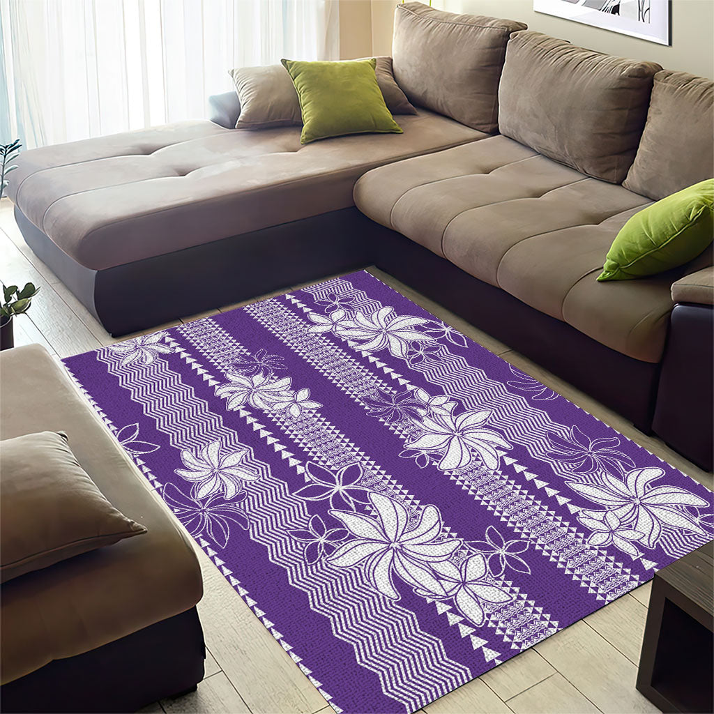 Hawaii Kakau Tribal Area Rug With Purple Tiare