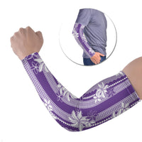 Hawaii Kakau Tribal Arm Sleeves With Purple Tiare LT05 Set of 2 Purple - Polynesian Pride