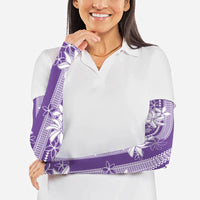 Hawaii Kakau Tribal Arm Sleeves With Purple Tiare LT05 - Polynesian Pride