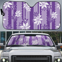 Hawaii Kakau Tribal Auto Sun Shade With Purple Tiare LT05 Purple - Polynesian Pride