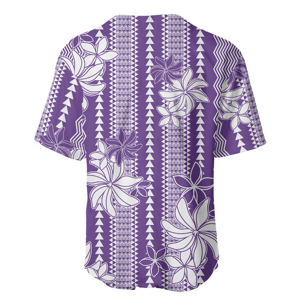 Hawaii Kakau Tribal Baseball Jersey With Purple Tiare