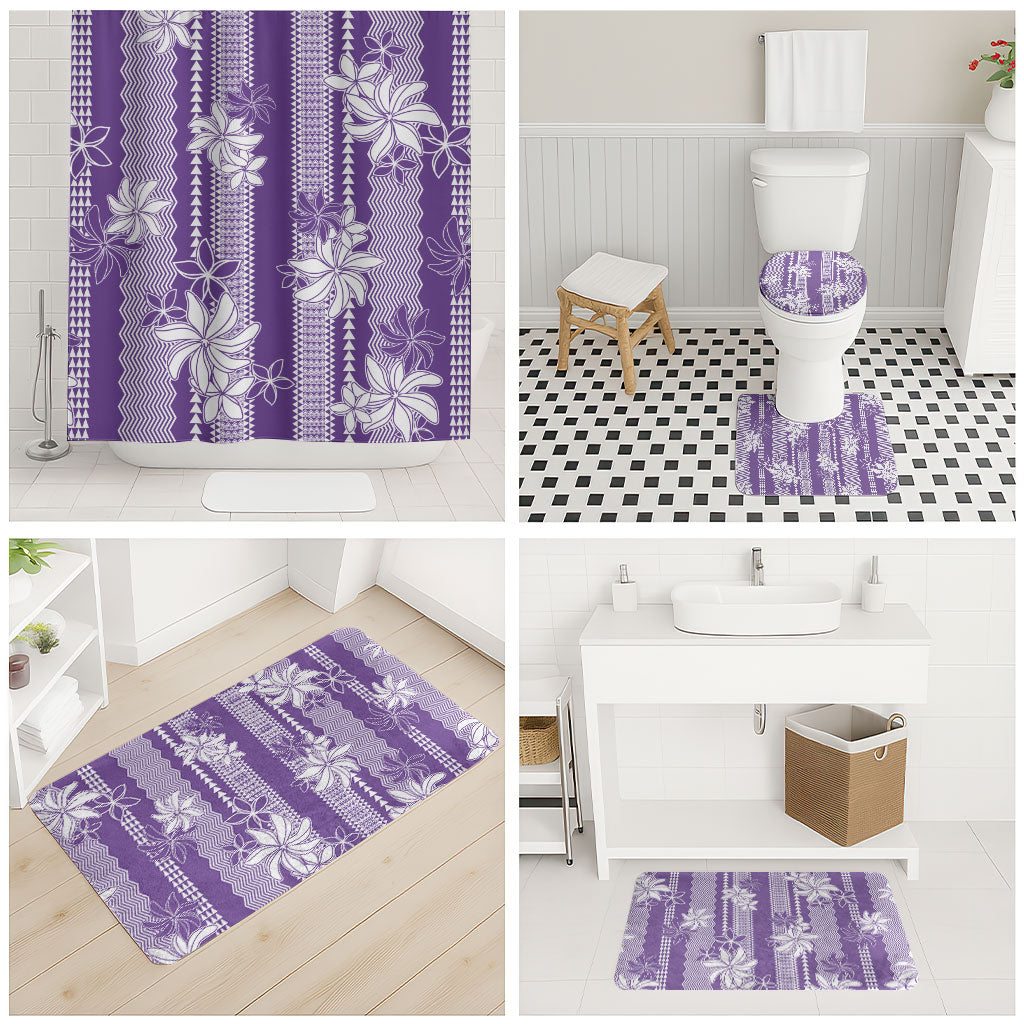 Hawaii Kakau Tribal Bathroom Set With Purple Tiare LT05 - Polynesian Pride