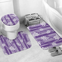 Hawaii Kakau Tribal Bathroom Set With Purple Tiare LT05 Mat Set Only (3 pcs) One Size Purple - Polynesian Pride