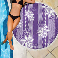 Hawaii Kakau Tribal Beach Blanket With Purple Tiare LT05 - Polynesian Pride