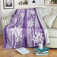 Hawaii Kakau Tribal Blanket With Purple Tiare