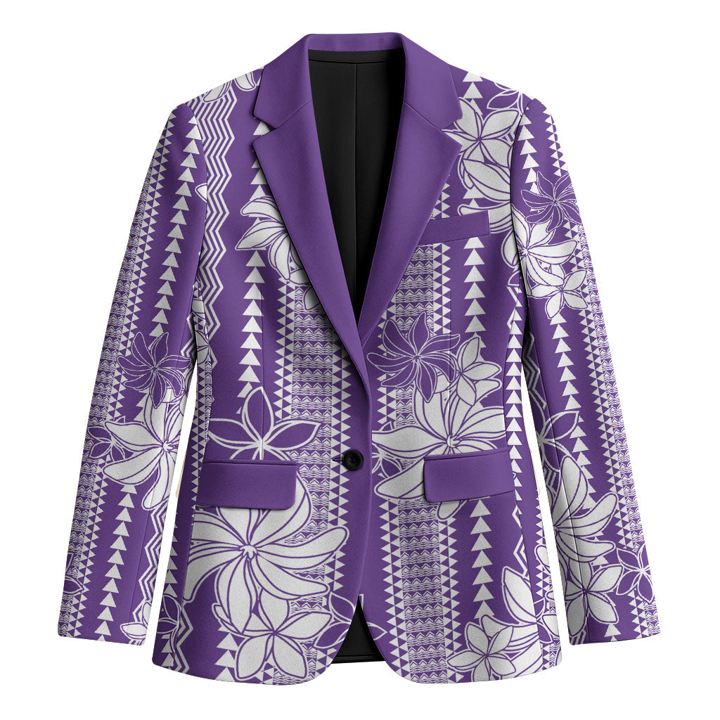 Hawaii Kakau Tribal Blazer With Purple Tiare