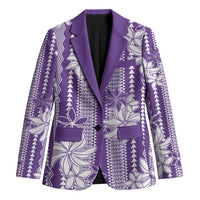 Hawaii Kakau Tribal Blazer With Purple Tiare