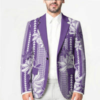 Hawaii Kakau Tribal Blazer With Purple Tiare