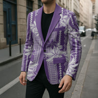 Hawaii Kakau Tribal Blazer With Purple Tiare