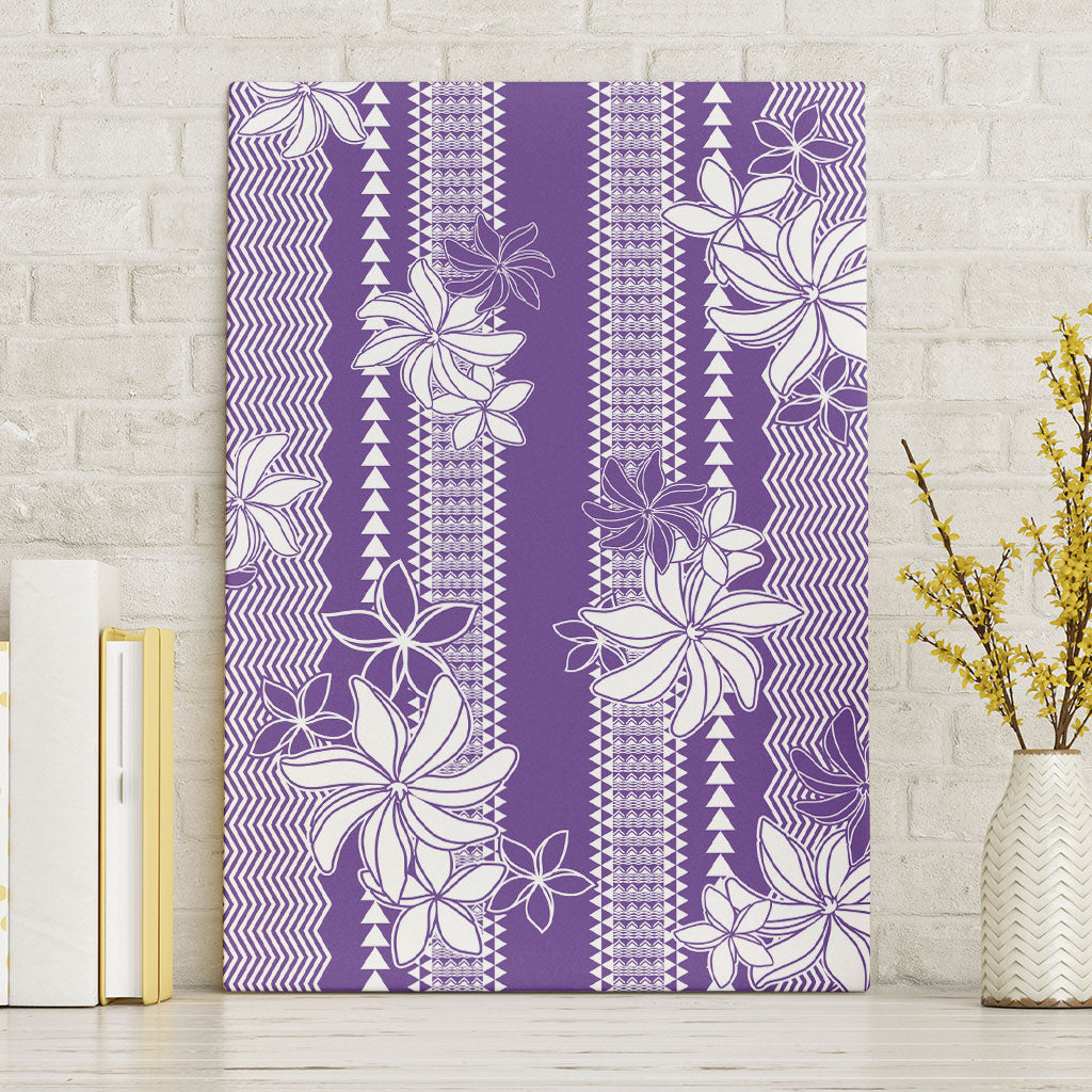 Hawaii Kakau Tribal Canvas Wall Art With Purple Tiare LT05 Without Frame Purple - Polynesian Pride