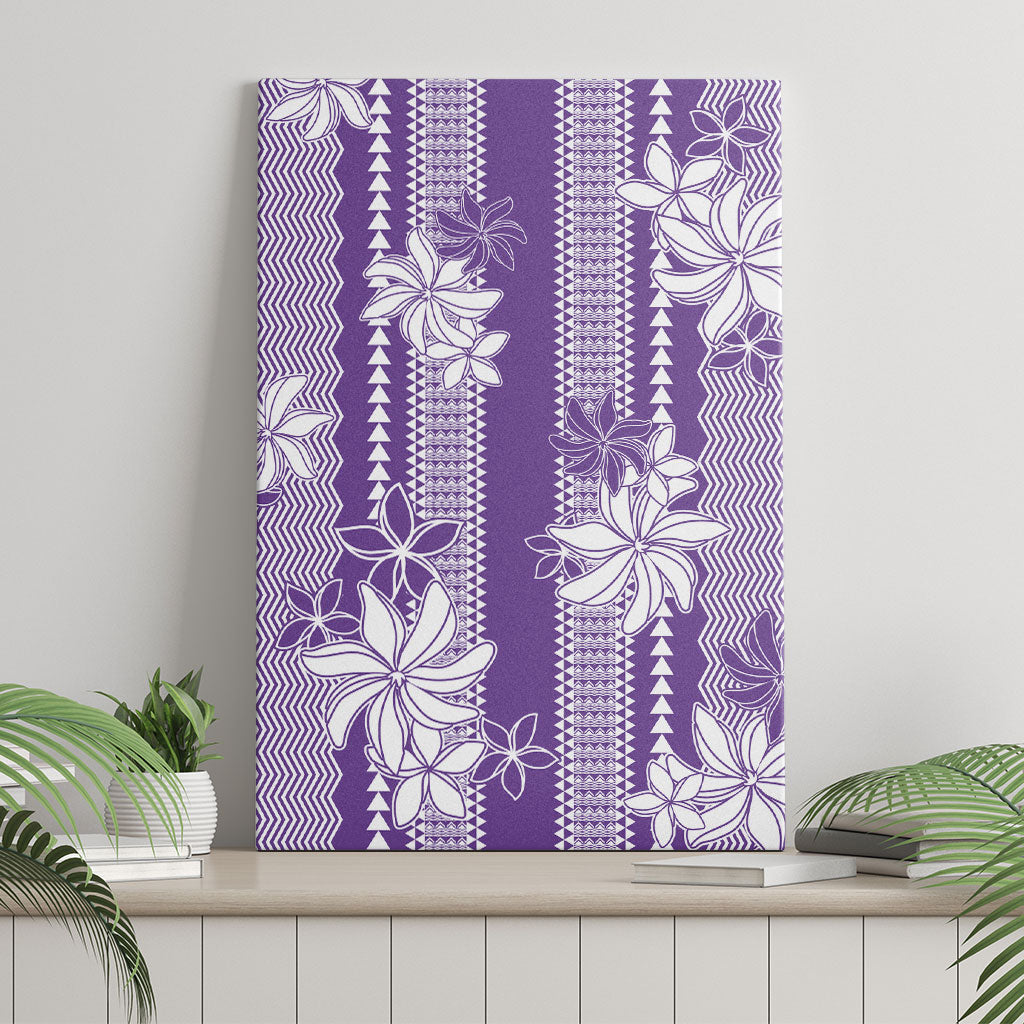 Hawaii Kakau Tribal Canvas Wall Art With Purple Tiare LT05 - Polynesian Pride