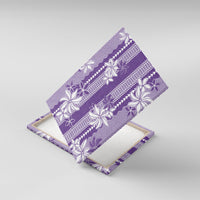 Hawaii Kakau Tribal Canvas Wall Art With Purple Tiare LT05 With Frame Purple - Polynesian Pride