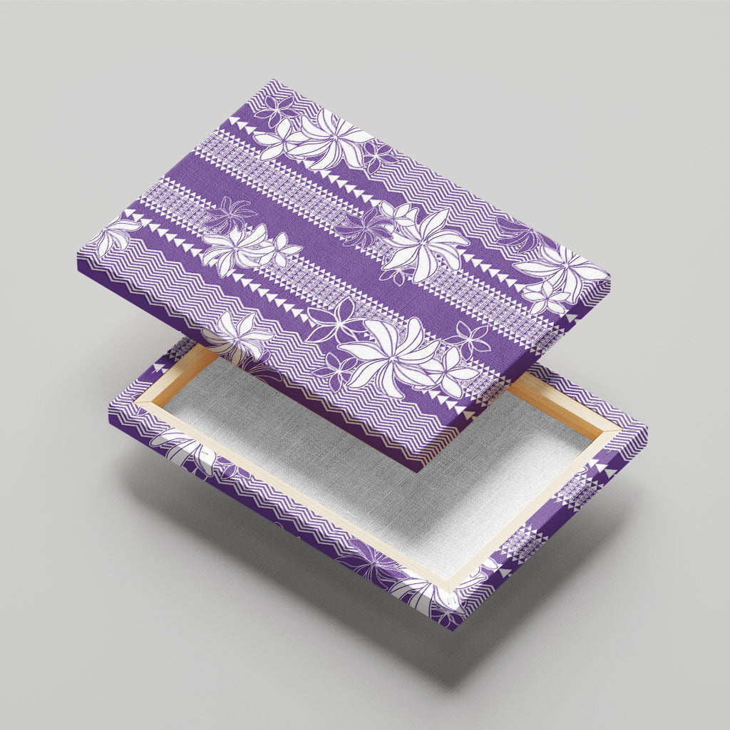 Hawaii Kakau Tribal Canvas Wall Art With Purple Tiare LT05 - Polynesian Pride