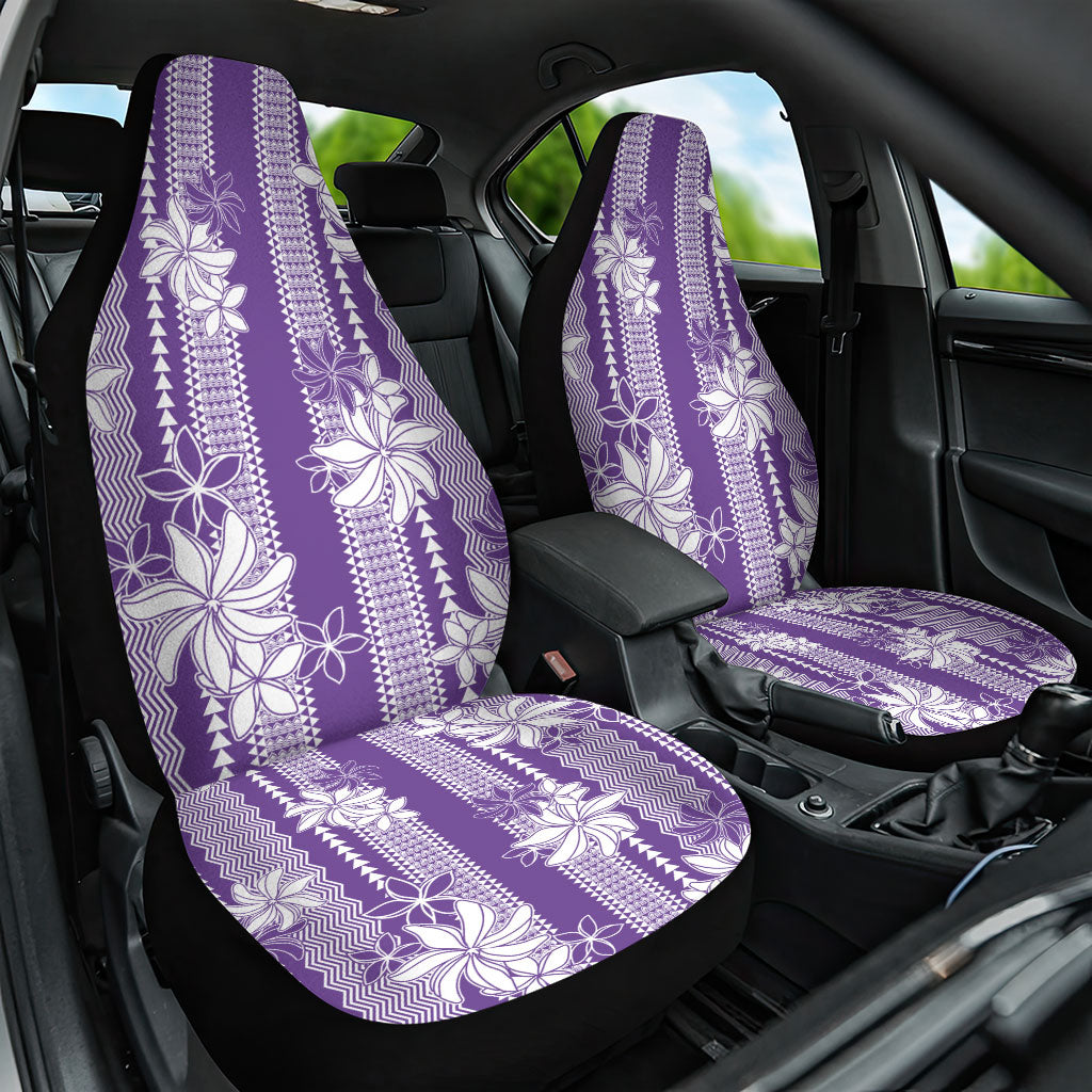 Hawaii Kakau Tribal Car Seat Cover With Purple Tiare LT05 One Size Purple - Polynesian Pride