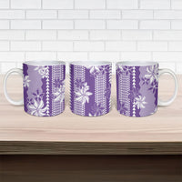 Hawaii Kakau Tribal Ceramic Mug With Purple Tiare LT05 - Polynesian Pride