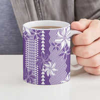 Hawaii Kakau Tribal Ceramic Mug With Purple Tiare LT05 - Polynesian Pride