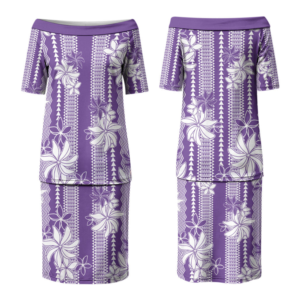 Hawaii Kakau Tribal Couples Matching Puletasi and Hawaiian Shirt With Purple Tiare LT05 - Polynesian Pride