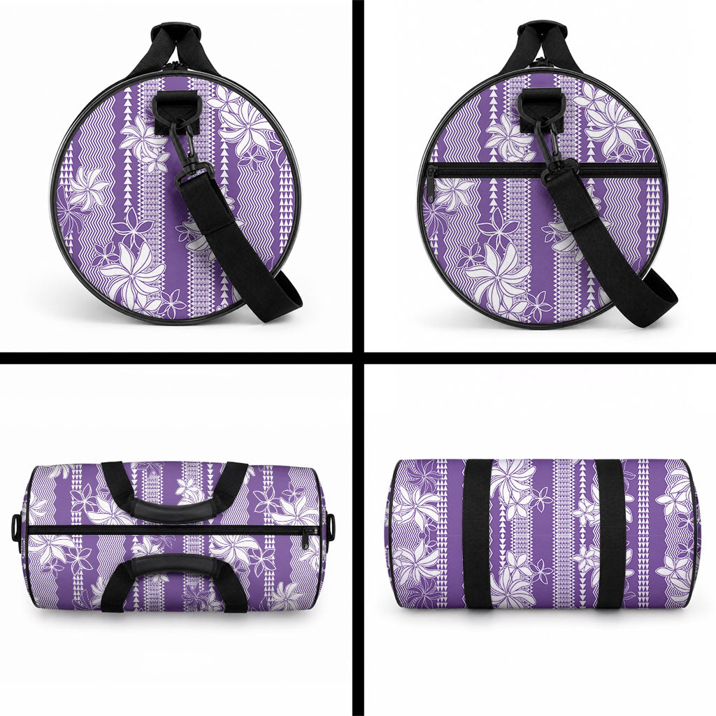 Hawaii Kakau Tribal Duffle Bag With Purple Tiare LT05 - Polynesian Pride
