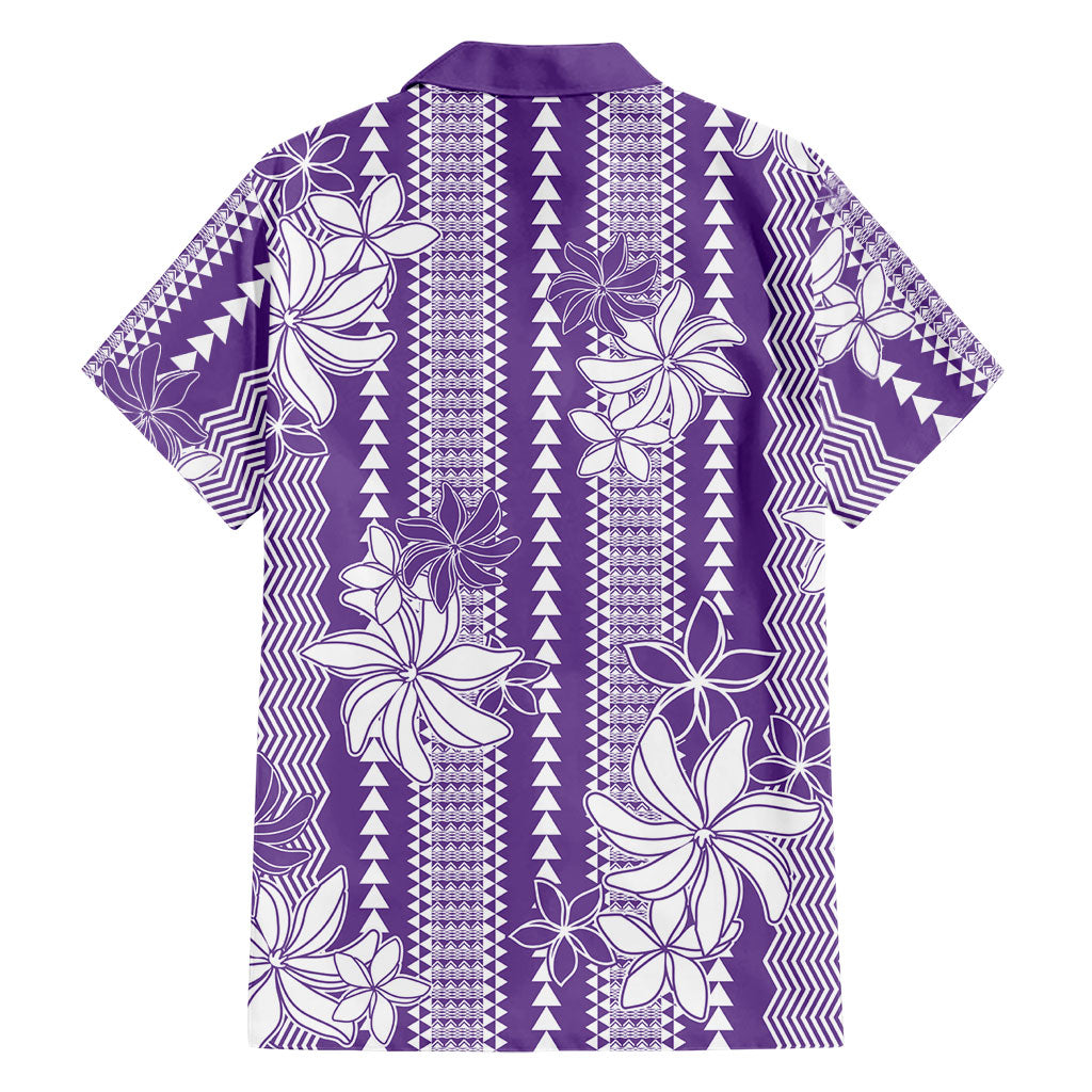 Hawaii Kakau Tribal Family Matching Mermaid Dress and Hawaiian Shirt With Purple Tiare