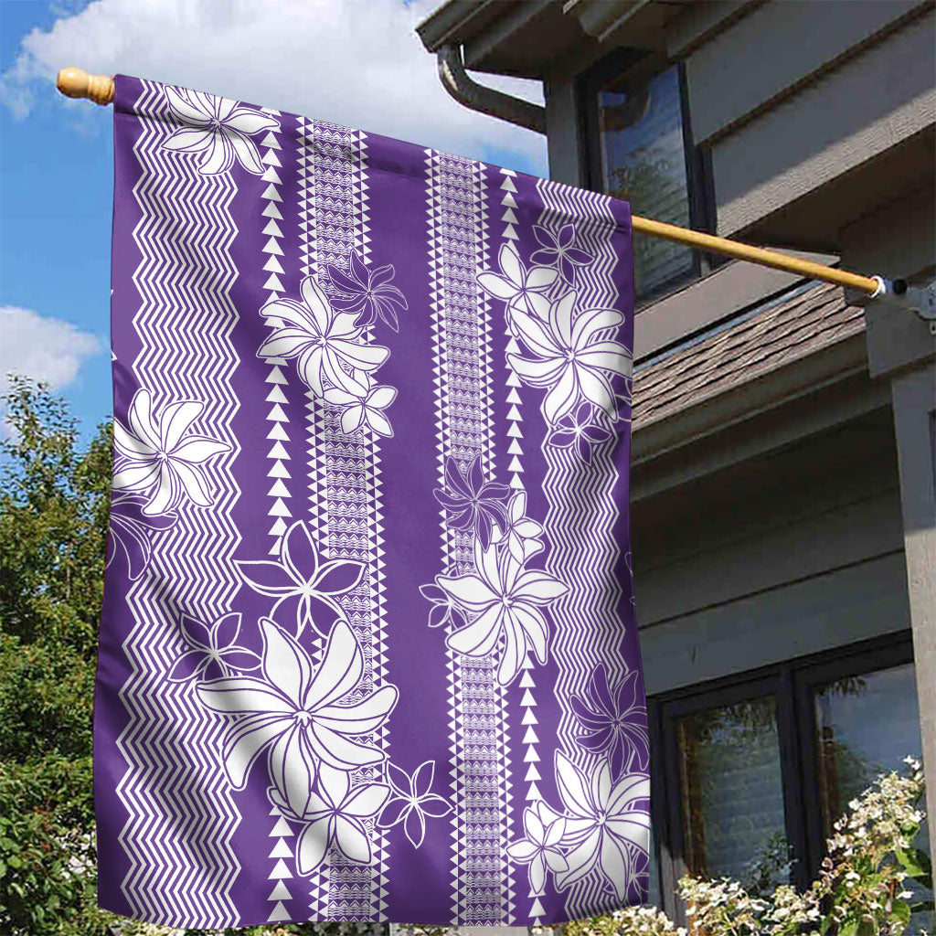 Hawaii Kakau Tribal Garden Flag With Purple Tiare LT05 - Polynesian Pride