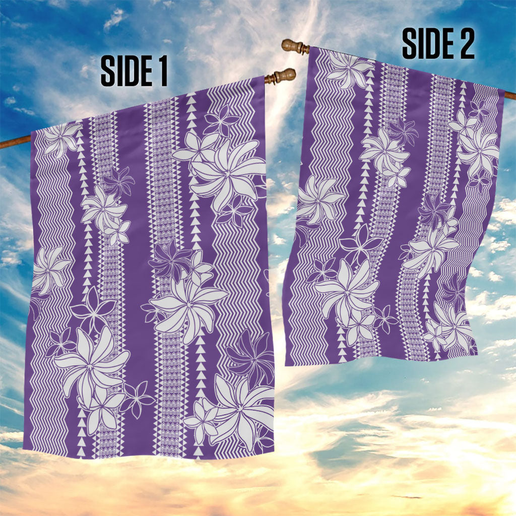 Hawaii Kakau Tribal Garden Flag With Purple Tiare LT05 - Polynesian Pride