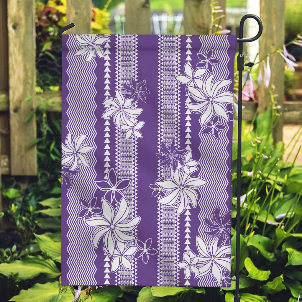 Hawaii Kakau Tribal Garden Flag With Purple Tiare LT05 Garden Flag Purple - Polynesian Pride