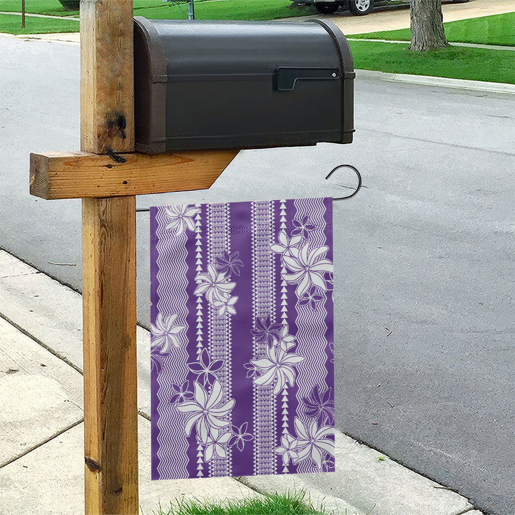Hawaii Kakau Tribal Garden Flag With Purple Tiare LT05 - Polynesian Pride