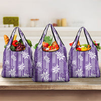 Hawaii Kakau Tribal Grocery Bag With Purple Tiare LT05 3-pack One Size Purple - Polynesian Pride