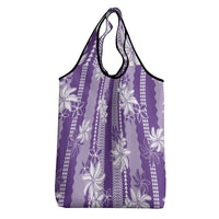 Hawaii Kakau Tribal Grocery Bag With Purple Tiare LT05 - Polynesian Pride
