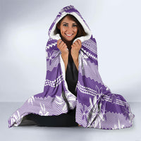 Hawaii Kakau Tribal Hooded Blanket With Purple Tiare LT05 - Polynesian Pride