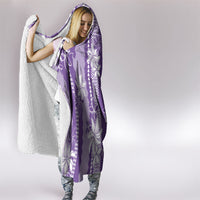 Hawaii Kakau Tribal Hooded Blanket With Purple Tiare LT05 - Polynesian Pride