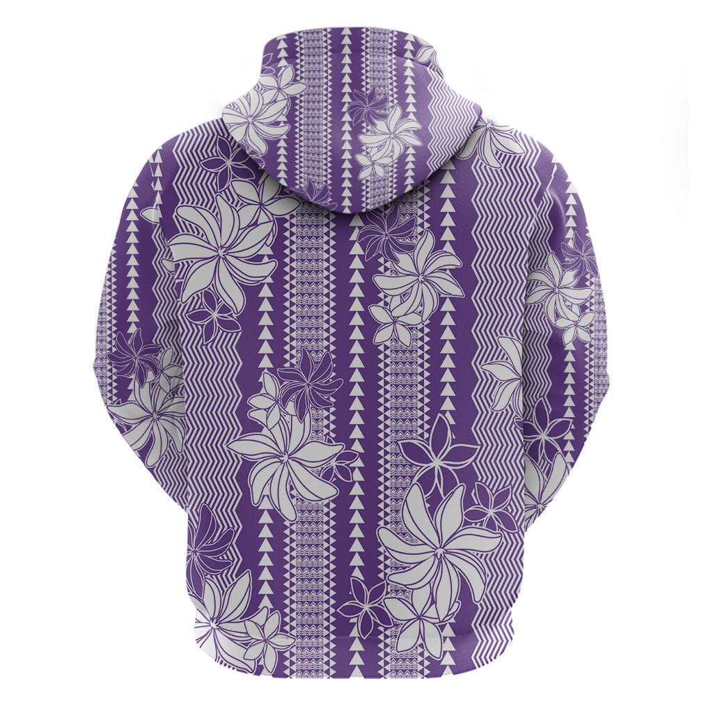 Hawaii Kakau Tribal Hoodie With Purple Tiare LT05 - Polynesian Pride