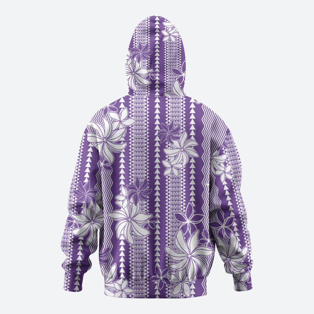 Hawaii Kakau Tribal Hoodie With Purple Tiare LT05 - Polynesian Pride