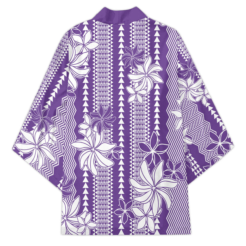 Hawaii Kakau Tribal Kimono With Purple Tiare LT05 - Polynesian Pride
