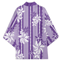 Hawaii Kakau Tribal Kimono With Purple Tiare LT05 - Polynesian Pride