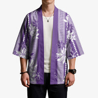 Hawaii Kakau Tribal Kimono With Purple Tiare LT05 - Polynesian Pride