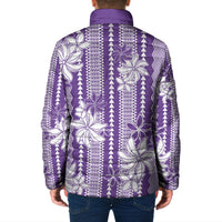 Hawaii Kakau Tribal Padded Jacket With Purple Tiare LT05 - Polynesian Pride