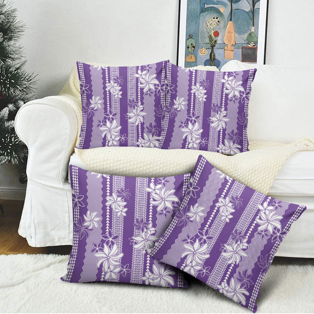 Hawaii Kakau Tribal Pillow Cover With Purple Tiare LT05 - Polynesian Pride